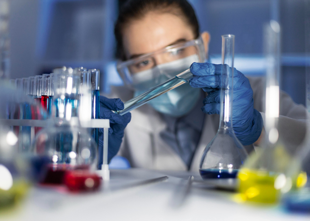 Qualient chemist evaluating a formulation in the applications laboratory